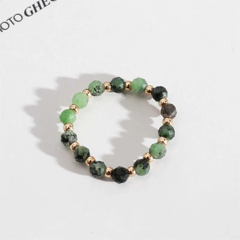 Green Resin & Goldtone Stretch Ring made by Zulily