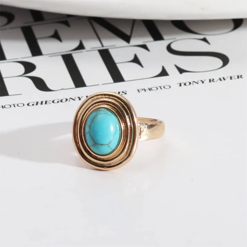 Turquoise & Goldtone Oval-Cut Ring made by Zulily