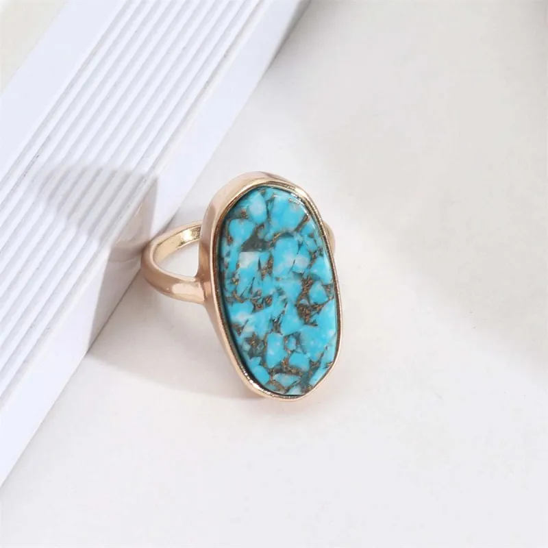 Turquoise & Goldtone Oval Ring made by Zulily