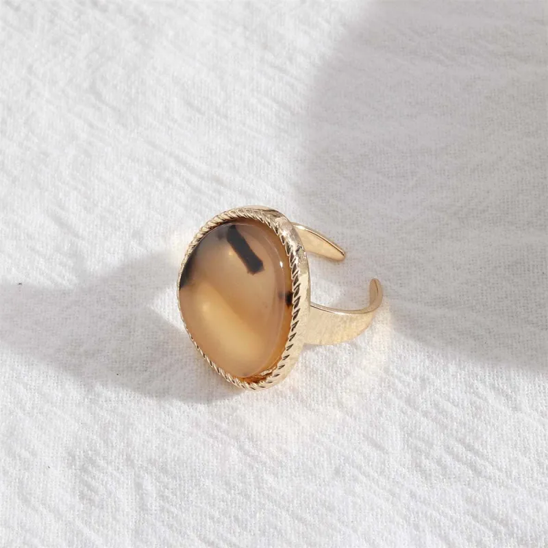 Brown Resin & Goldtone Triangle Open Ring made by Zulily