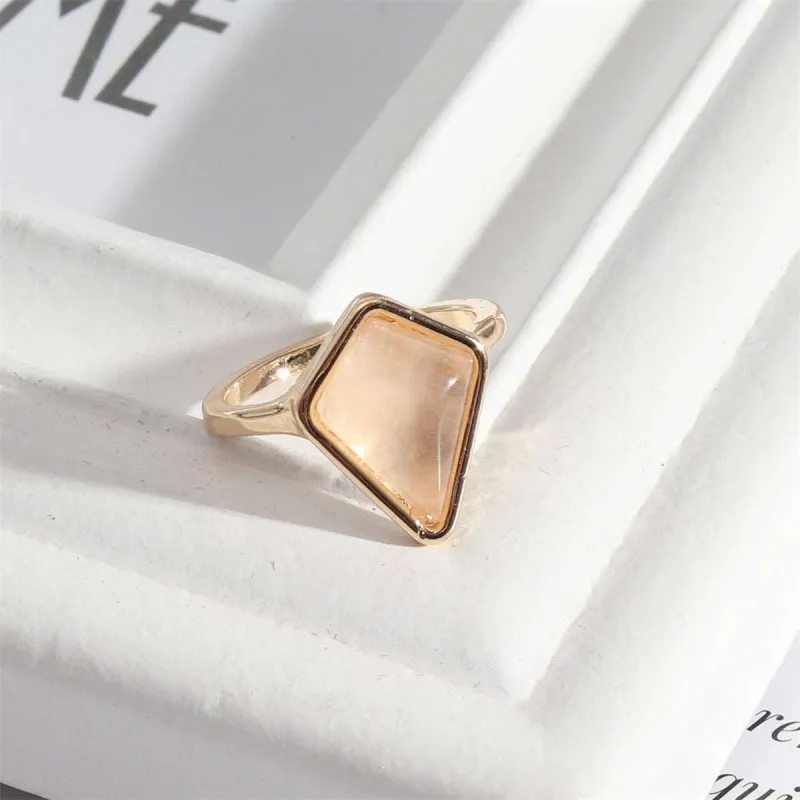 Pink Quartz & Goldtone Shield Ring made by Zulily