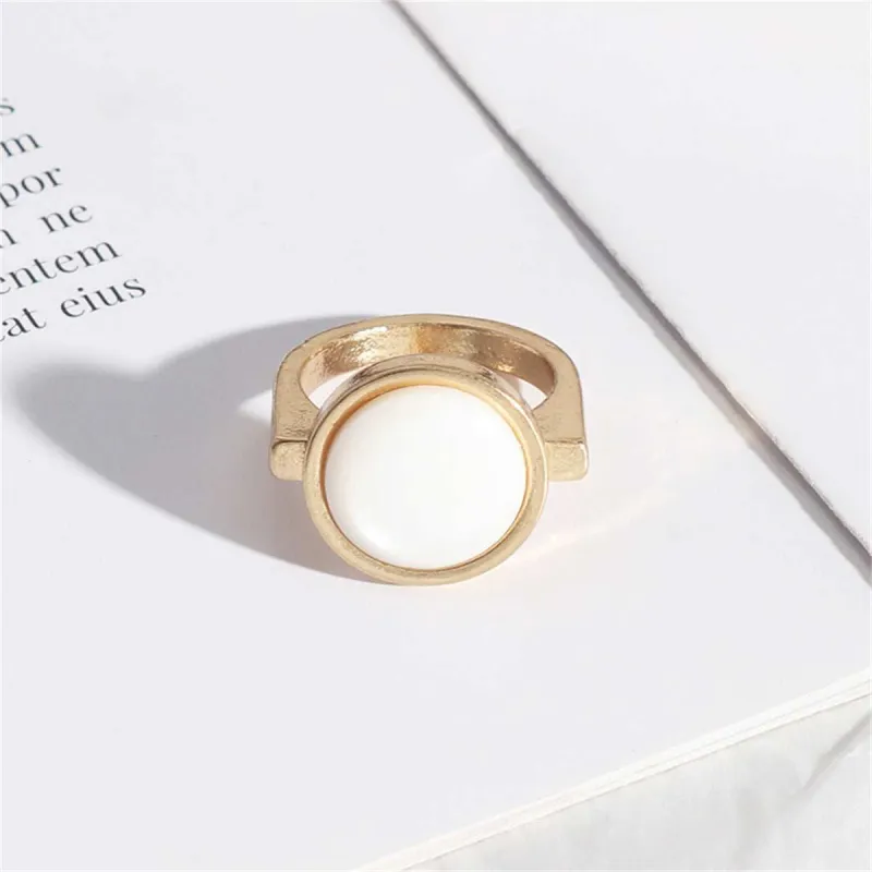 Shell & Goldtone Round-Bezel Ring made by Zulily