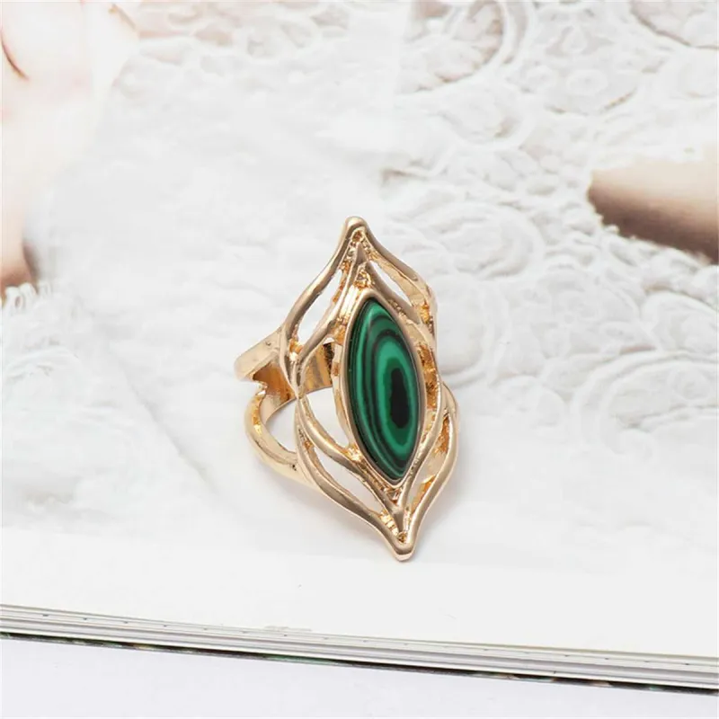 Malachite & Goldtone Eye Ring made by Zulily