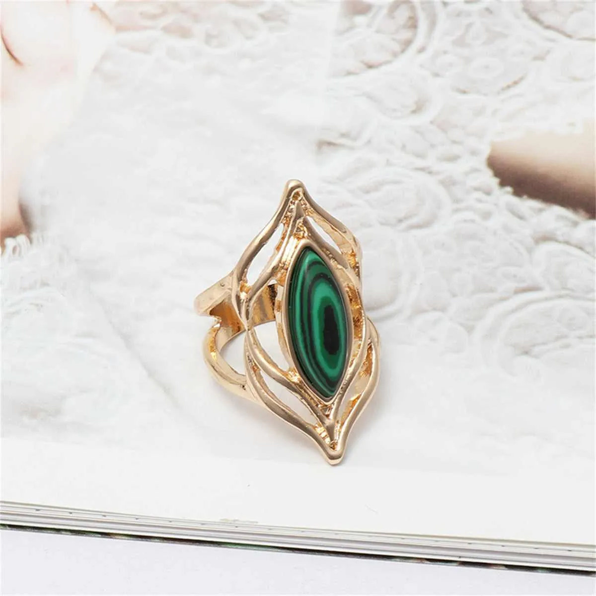 Malachite & Goldtone Eye Ring sold by Zulily