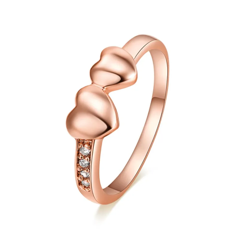 Cubic Zirconia & Rose Goldtone Double Heart Ring made by Zulily