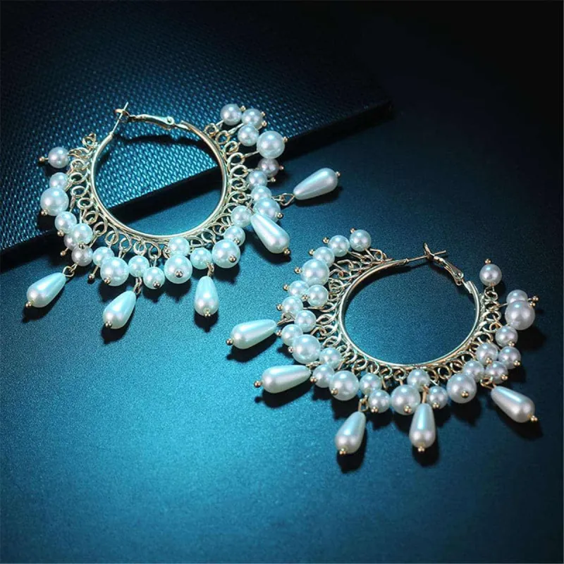 Pearl Group & Goldtone Hoop Earrings made by Zulily