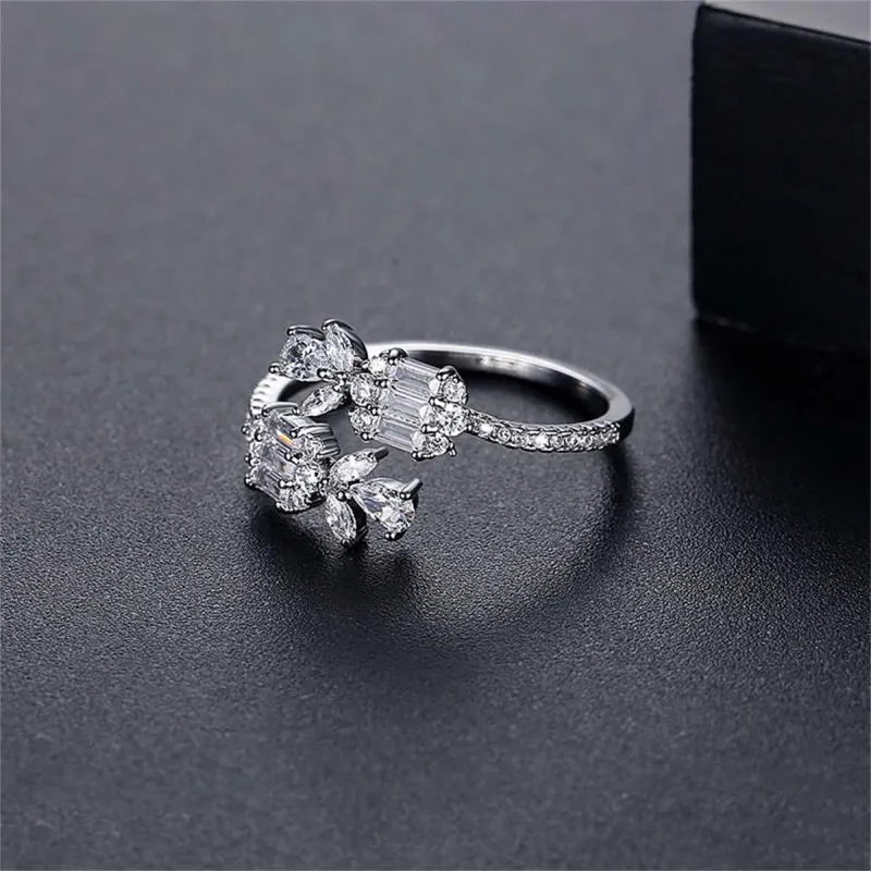 Crystal & Cubic Zirconia Silvertone Botanical Bypass Ring made by Zulily