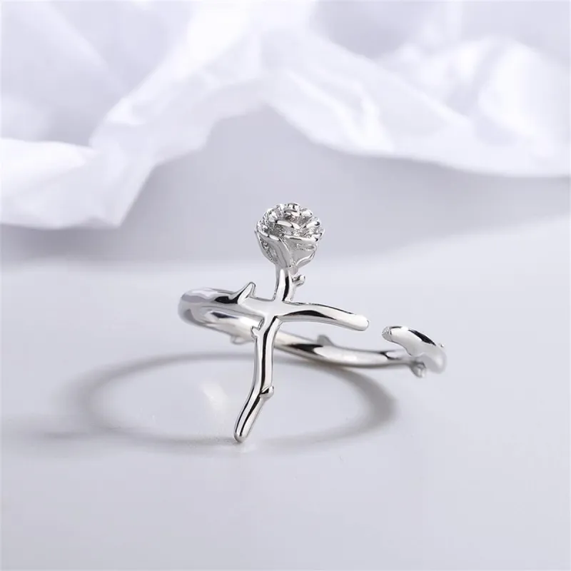 Silvertone Rose Open Ring made by Zulily