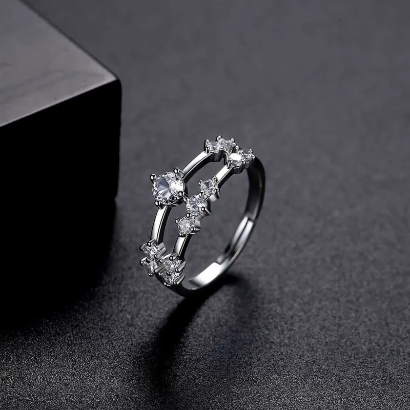 Cubic Zirconia & Silvertone Layered Adjustable Ring made by Zulily
