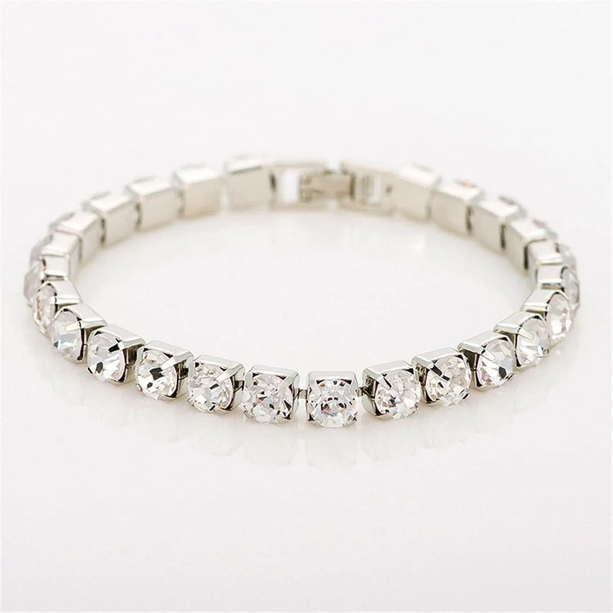 Cubic Zirconia & Silvertone Round Tennis Bracelet sold by Zulily