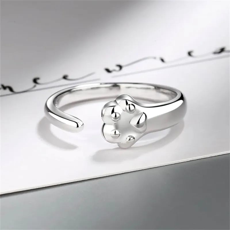 Silvertone Cat'S Paw Open Ring made by Zulily