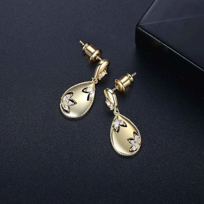 Crystal & Goldtone Flower Teardrop Earrings made by Zulily