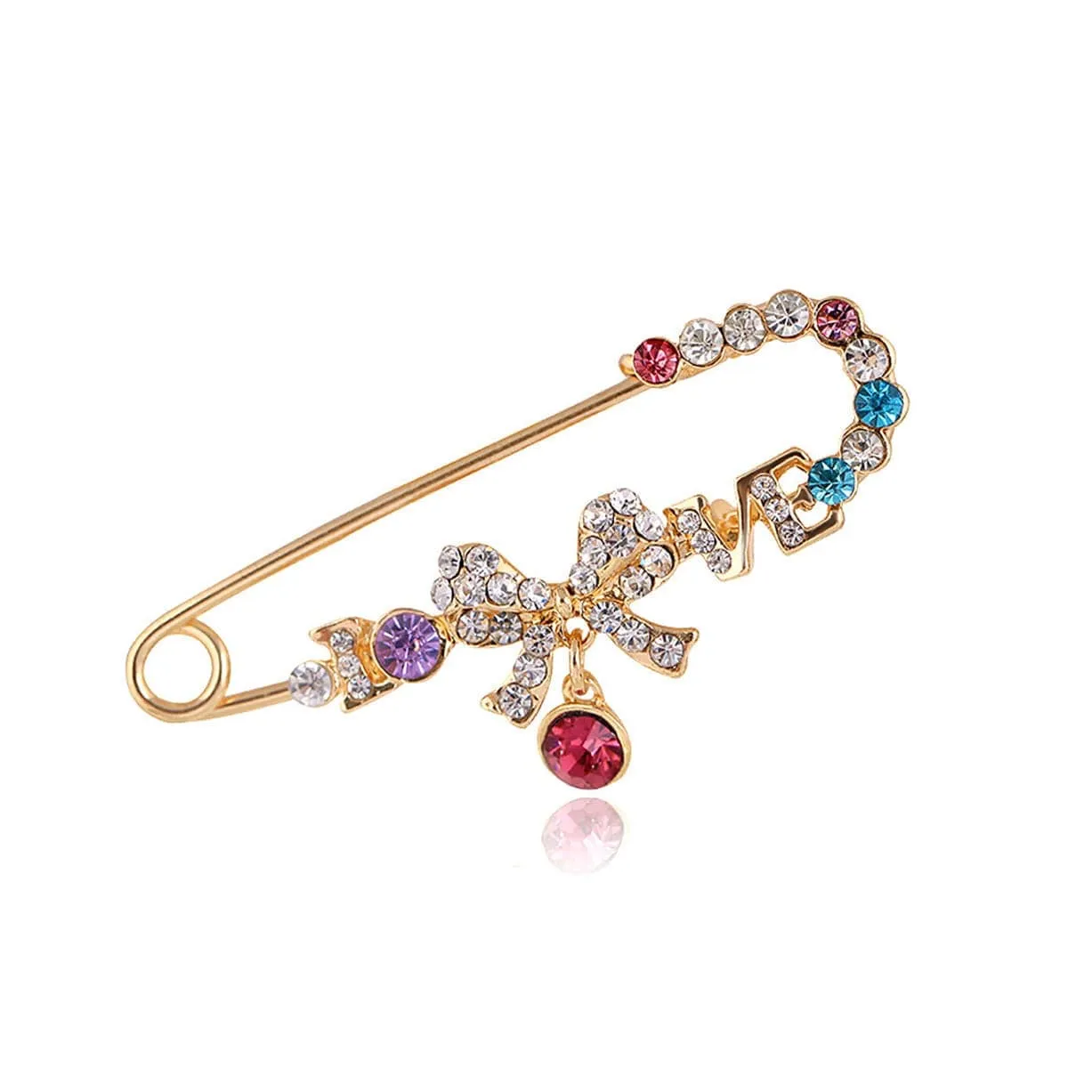Goldtone & Cubic Zirconia Bow-Accent Safety Pin Brooch sold by Zulily product image thumbnail 2