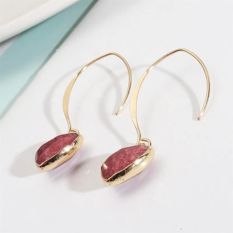 Quartz & Goldtone Heart Drop Earrings made by Zulily