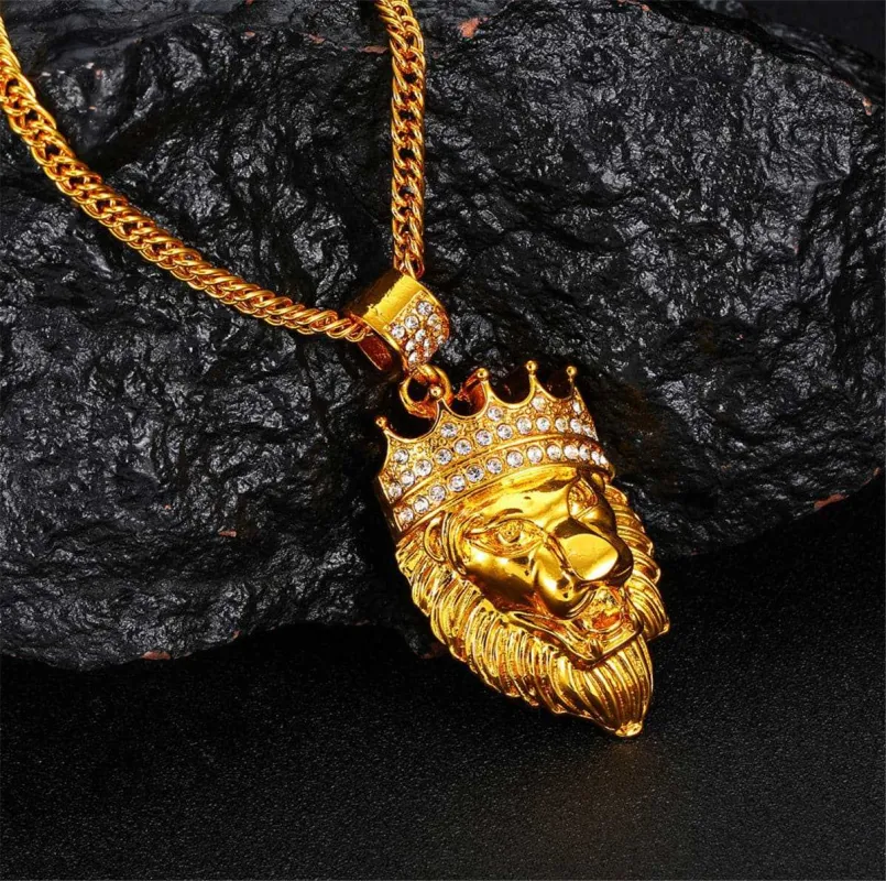 Cubic Zirconia & Goldtone Lion's Head Pendant Necklace made by Zulily
