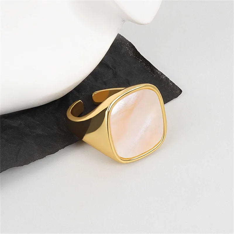 Shell & Goldtone Square Open Ring made by Zulily