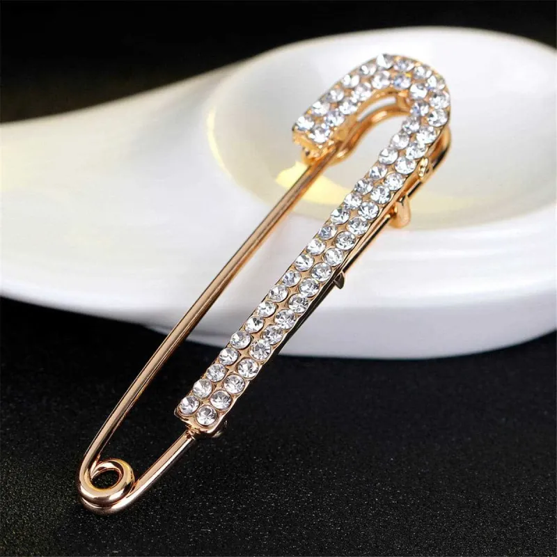 Cubic Zirconia & Goldtone Pin Brooch made by Zulily