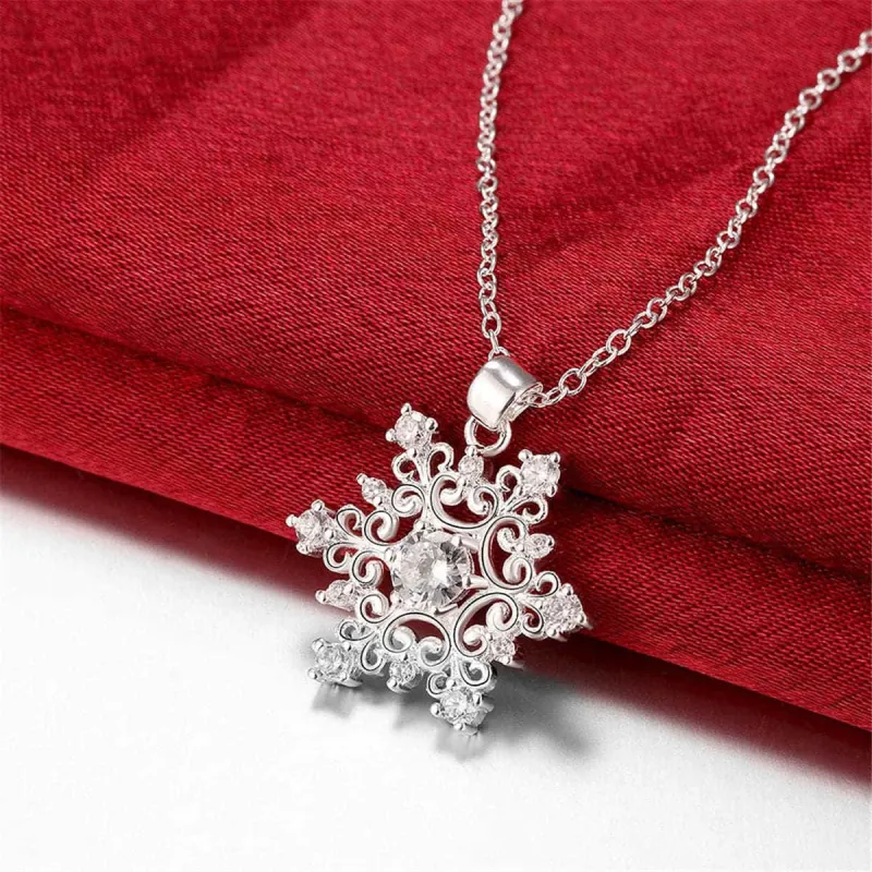 White Cubic Zirconia & Silvertone Snowflake Pendant Necklace made by Zulily