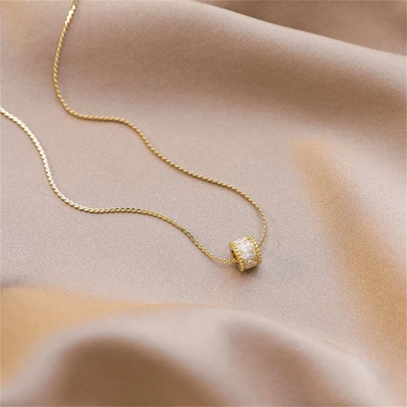Cubic Zirconia & Goldtone Cylinder Pendant Necklace made by Zulily