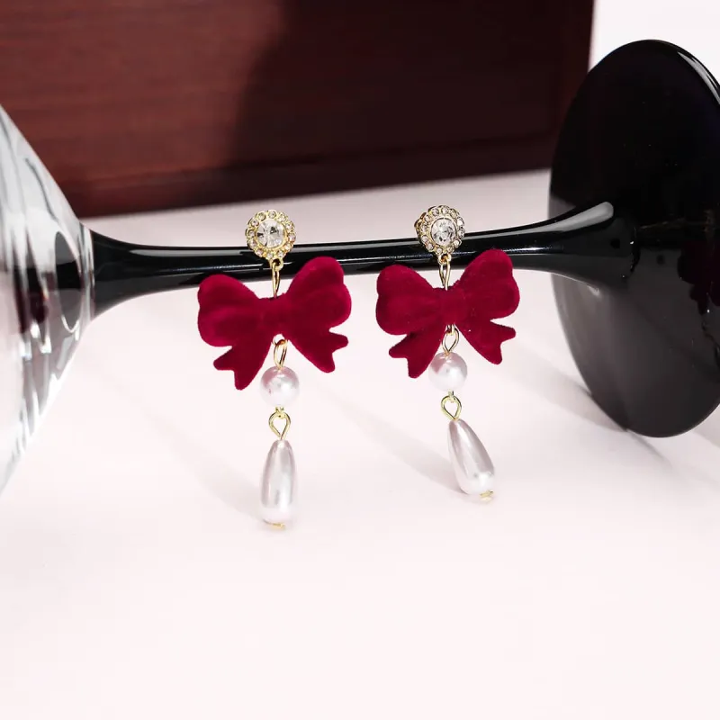 Pearl & Cubic Zirconia Nylon Goldtone Bow Drop Earrings made by Zulily