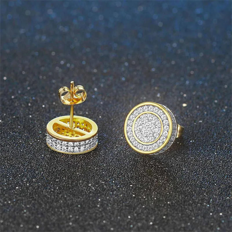 Clear Cubic Zirconia Two-Tone Round Stud Earrings made by Zulily