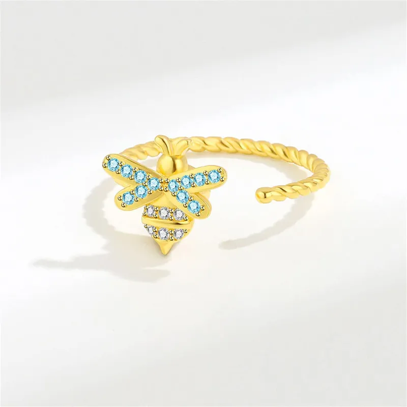 Cubic Zirconia & Goldtone Rotating Bee Open Ring made by Zulily
