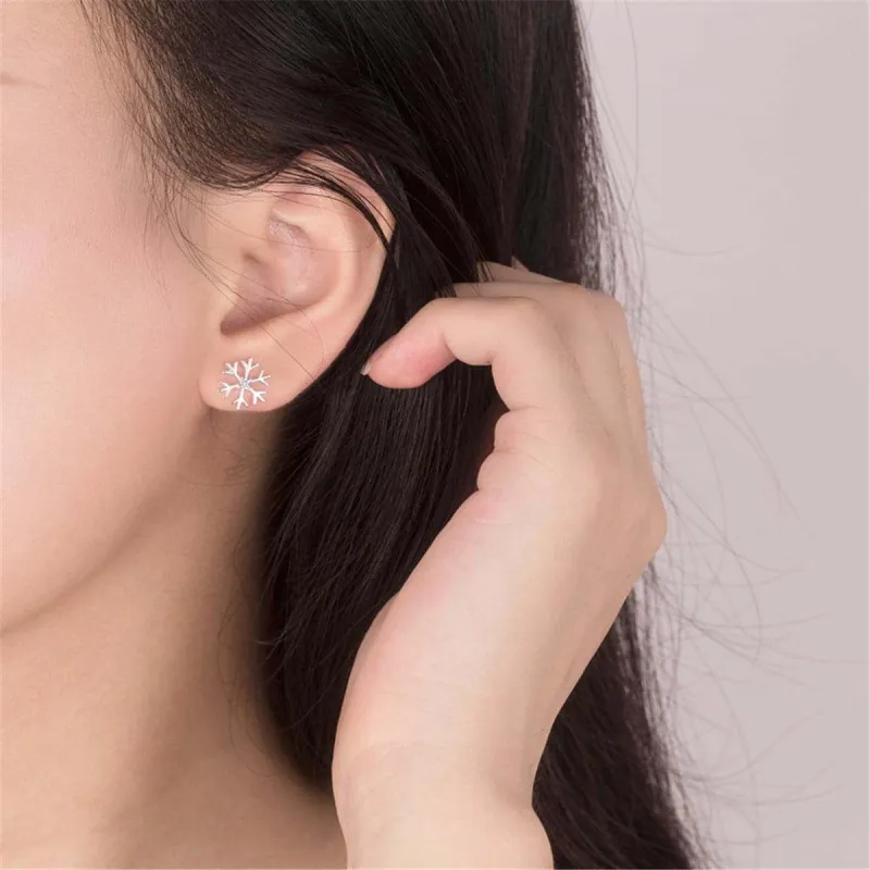 Cubic Zirconia & Silvertone Polished Snowflake Stud Earrings made by Zulily