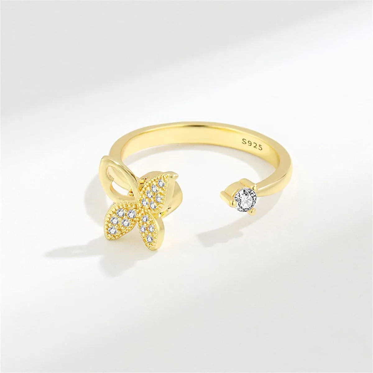 Cubic Zirconia & Goldtone Rotating Butterfly Open Ring sold by Zulily product image thumbnail 2