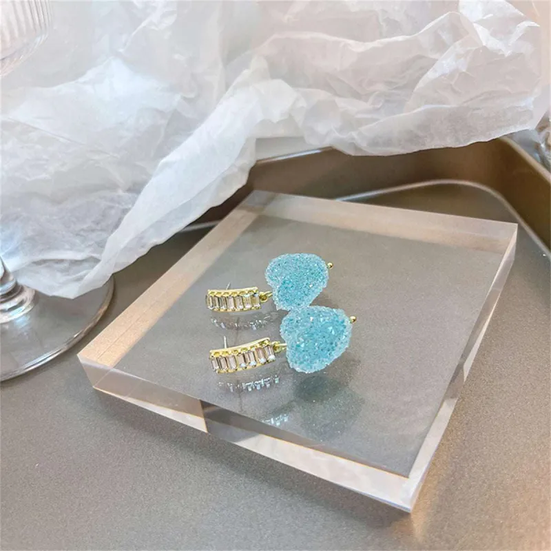 Blue Crystal & Goldtone Heart Drop Earrings made by Zulily