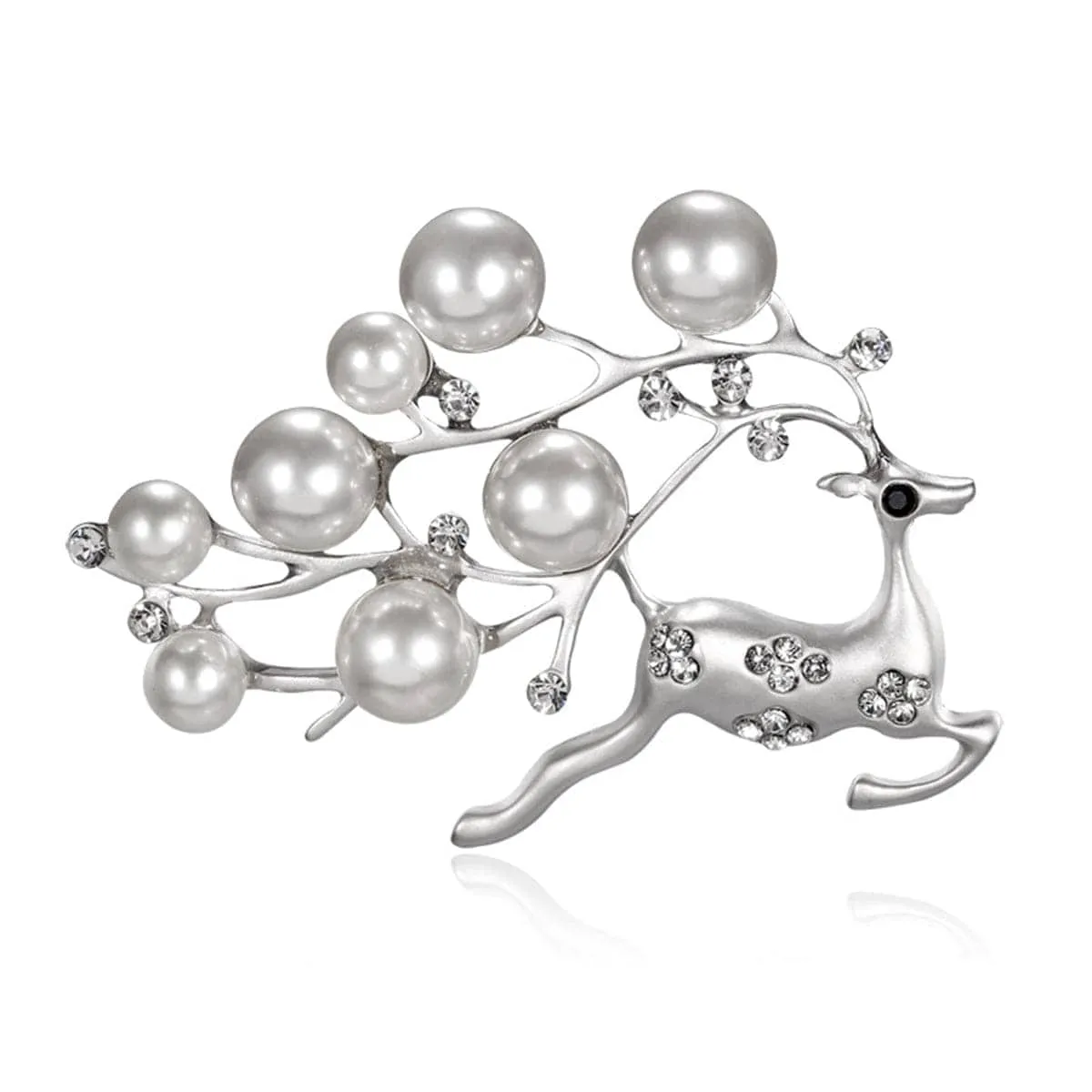 Cubic Zirconia & Pearl Dashing Reindeer Brooch sold by Zulily product image thumbnail 2