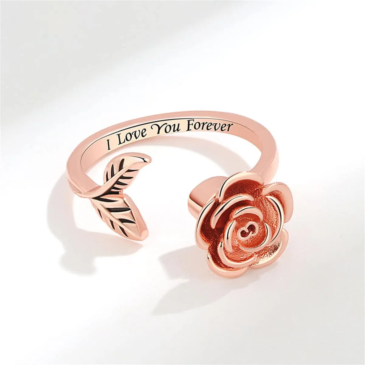 Rose Goldtone 'I Love You Forever' Rose Open Ring sold by Zulily product image thumbnail 3