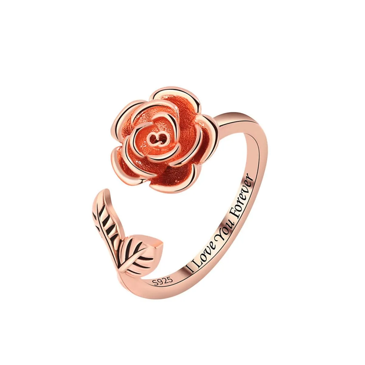 Rose Goldtone 'I Love You Forever' Rose Open Ring sold by Zulily product image thumbnail 2