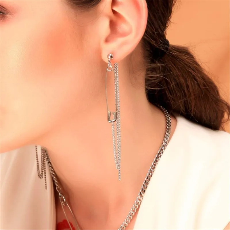 Silvertone Pin Tassel Drop Earrings made by Zulily
