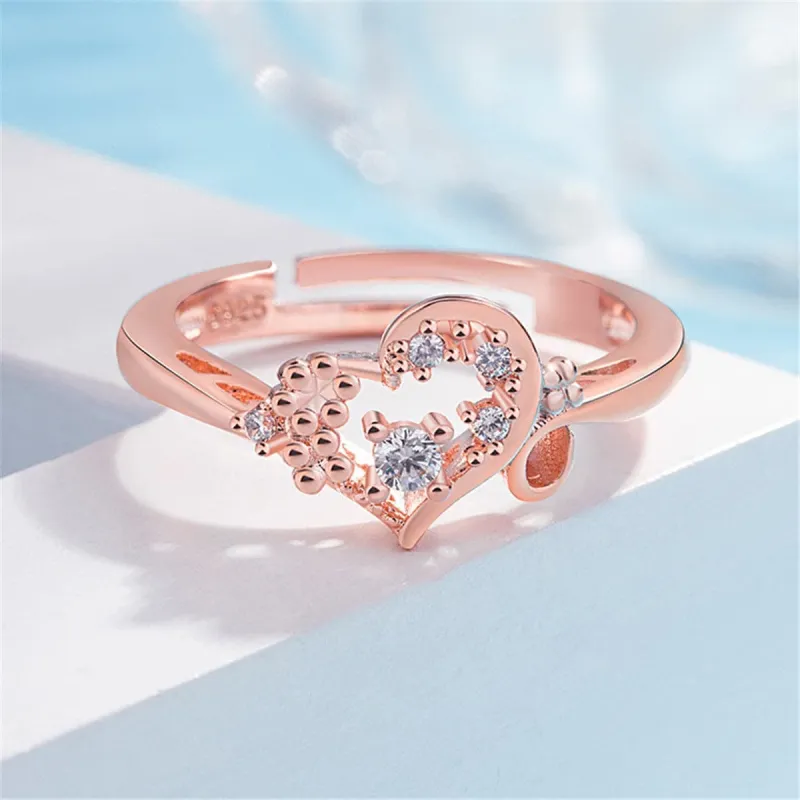 Cubic Zirconia & Rose Goldtone Heart Adjustable Ring made by Zulily