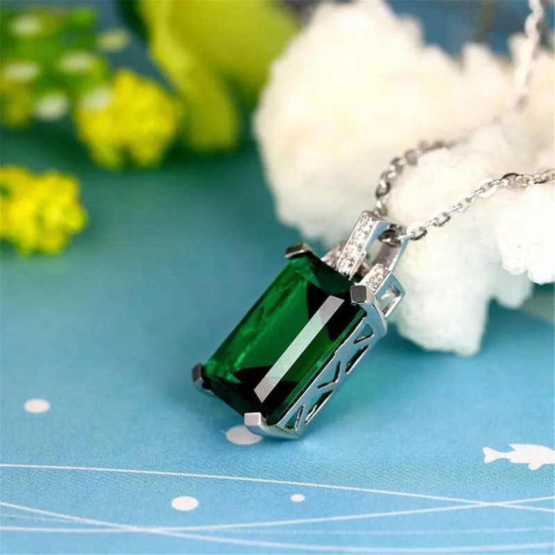 Green Crystal & Cubic Zirconia Emerald-Cut Pendant Necklace made by Zulily