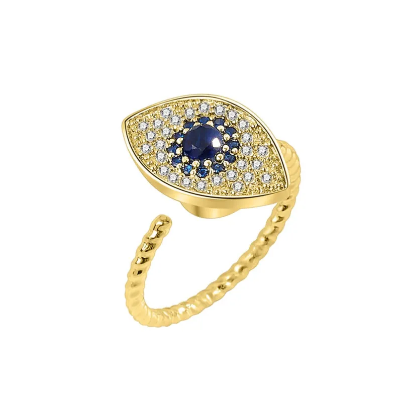 Blue Crystal & Cubic Zirconia Goldtone Rotating Eye Open Ring made by Zulily