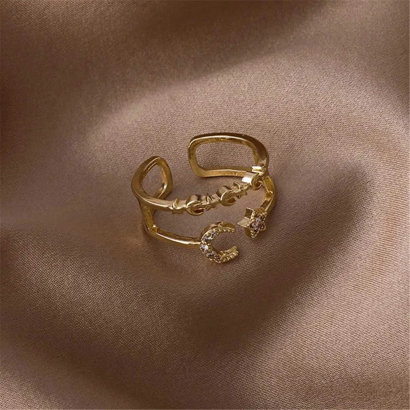 Cubic Zirconia & Goldtone Celestial Openwork Bypass Ring made by Zulily
