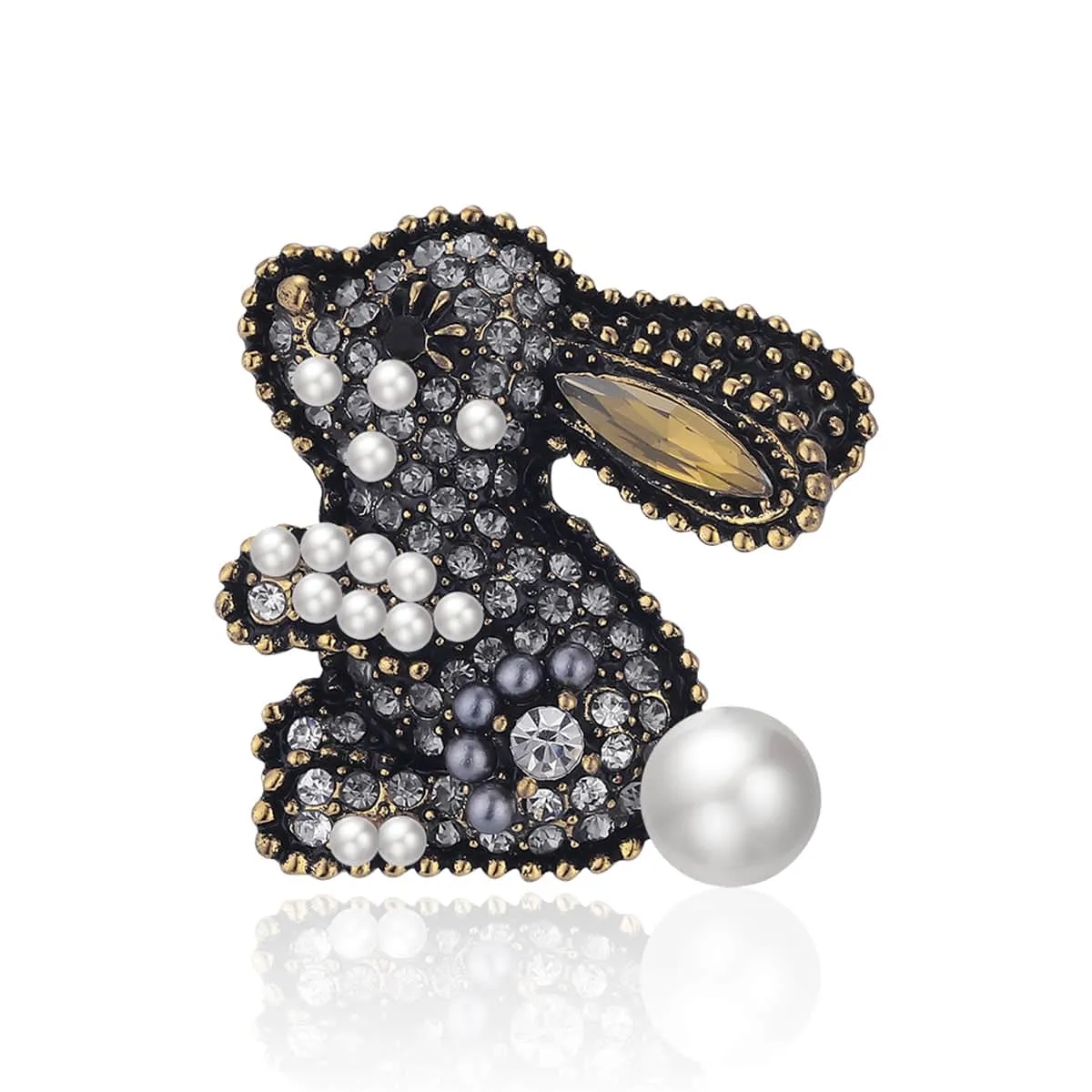 Gemstone & Goldtone Rabbit Brooch sold by Zulily