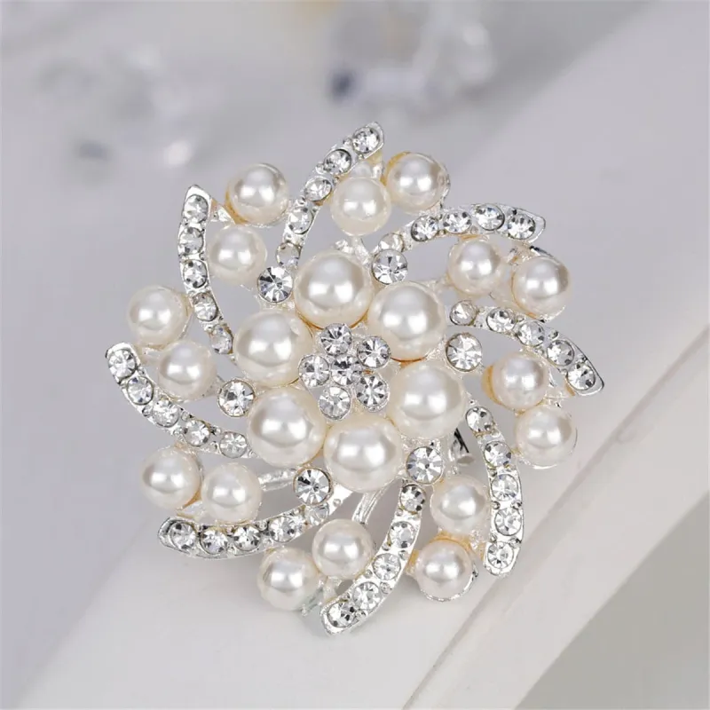 Pearl & Cubic Zirconia Silvertone Floral Brooch made by Zulily