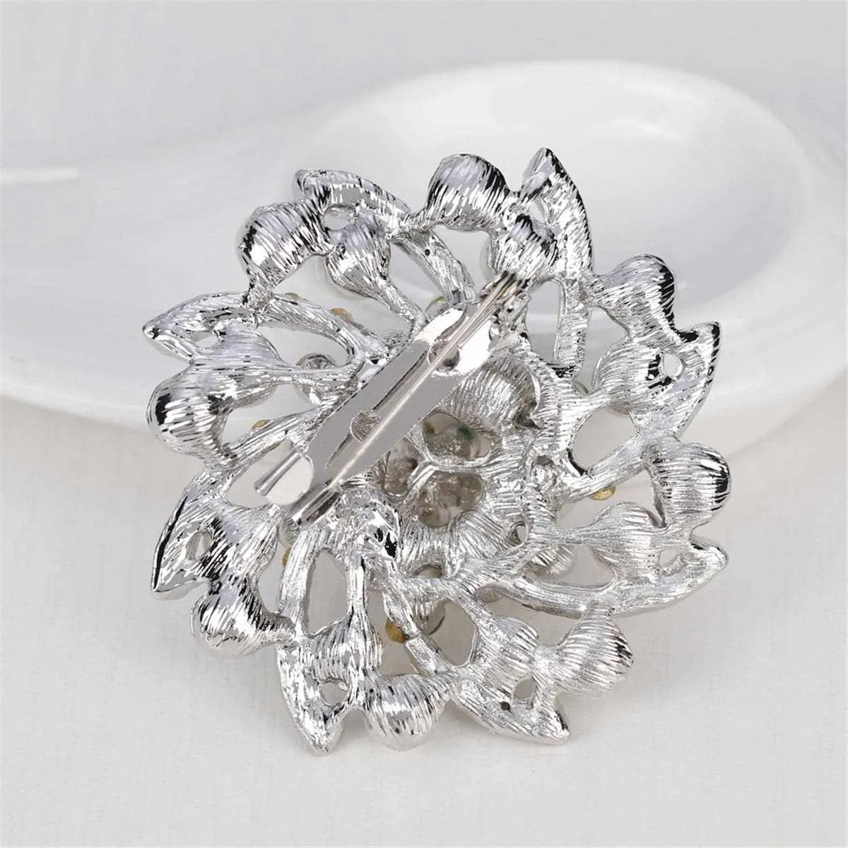 Pearl & Cubic Zirconia Silvertone Floral Brooch sold by Zulily product image thumbnail 2