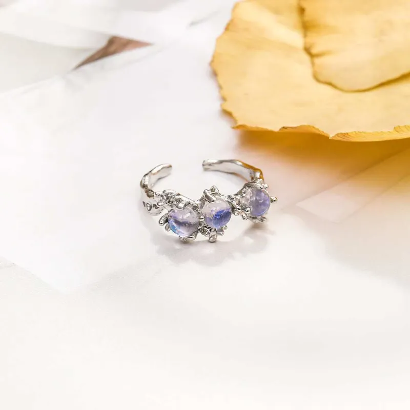 Lavender Moonstone & Silvertone Botanical Open Ring made by Zulily