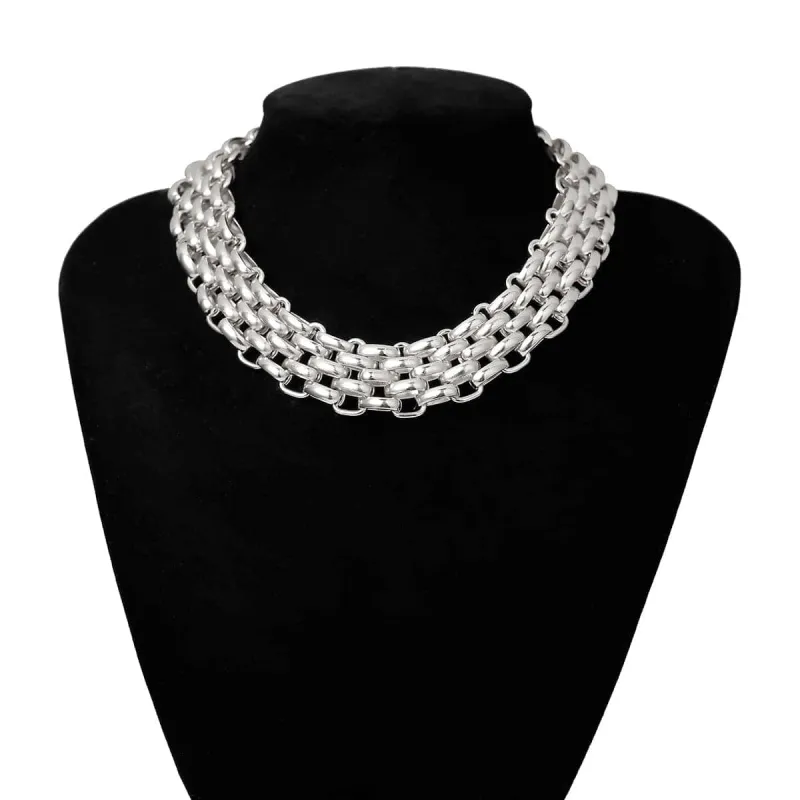 Silvertone Five-Row Chain Link Choker Necklace made by Zulily