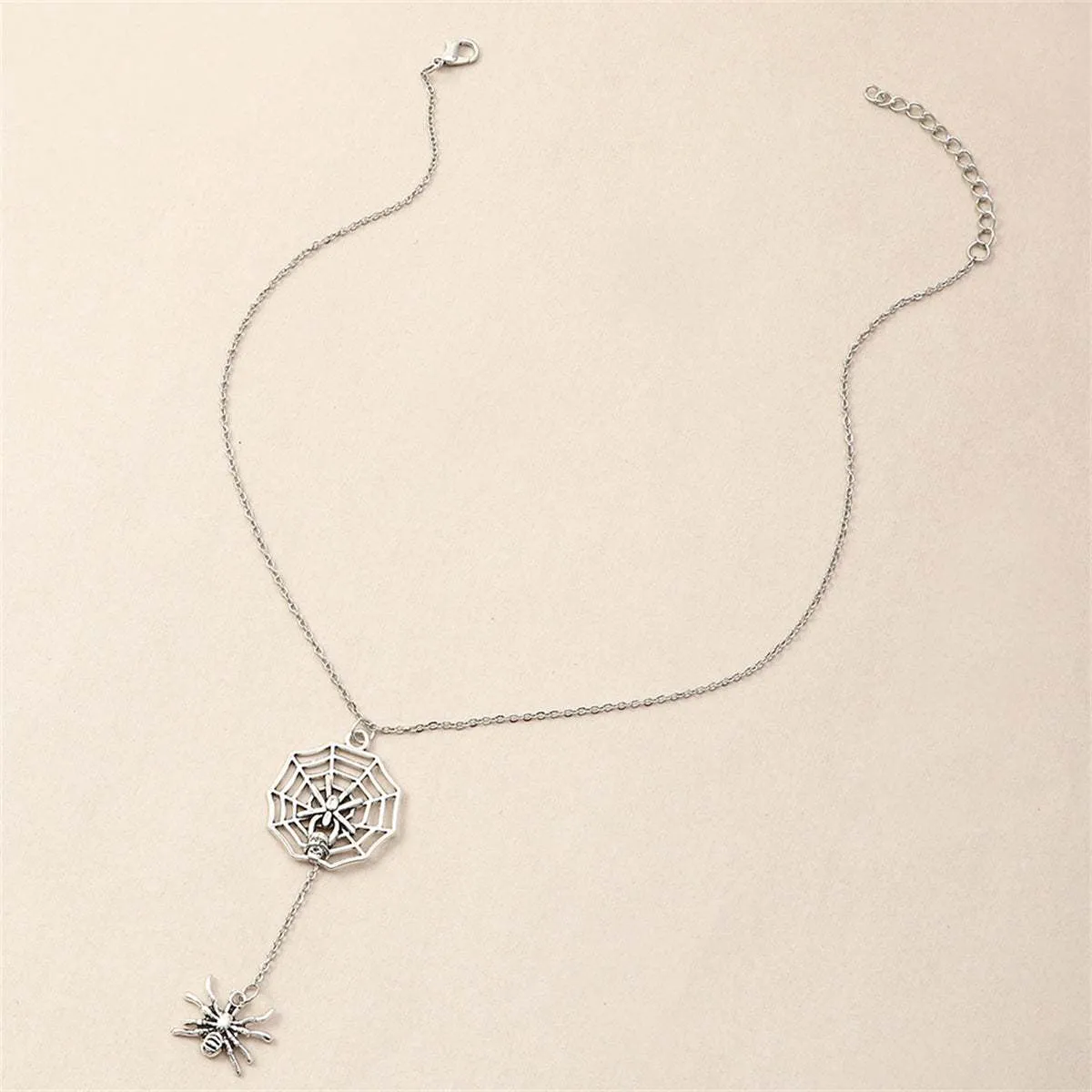 Silvertone Spider & Web Drop Necklace sold by Zulily product image thumbnail 3