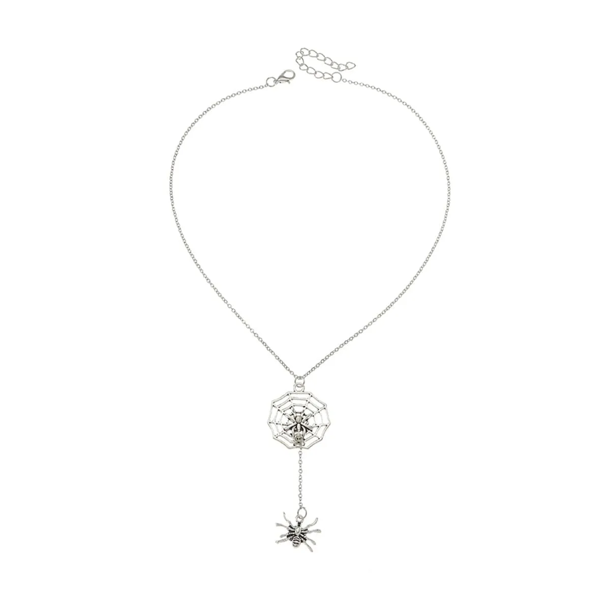 Silvertone Spider & Web Drop Necklace sold by Zulily