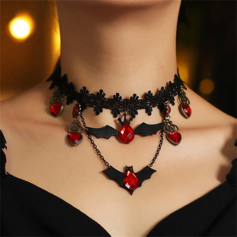 Red & Black Bat Choker Necklace made by Zulily