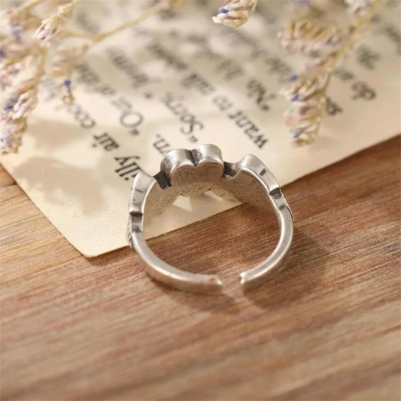 Silvertone Flying Heart Open Ring made by Zulily