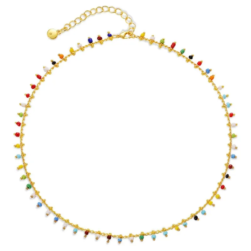 Red & Blue Howlite Goldtone Necklace made by Zulily