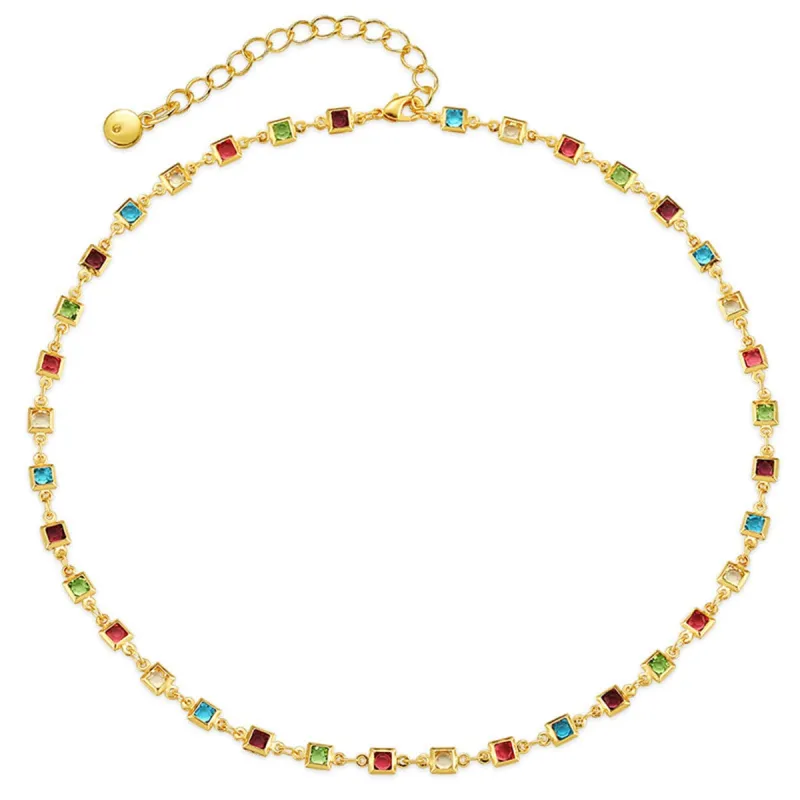Cubic Zirconia & Goldtone Multicolor Cube Necklace made by Zulily