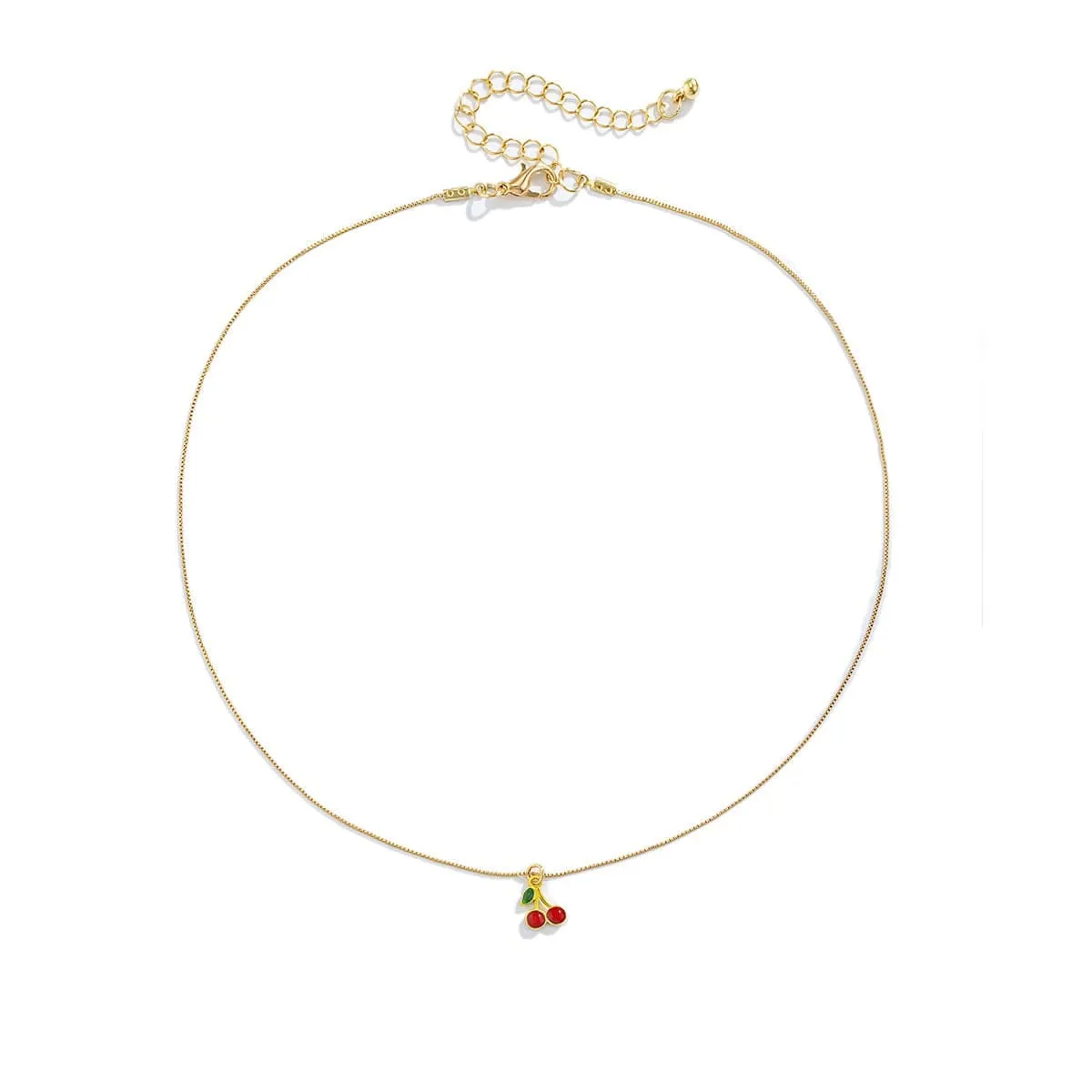 Red Enamel & Goldtone Cherry Pendant Necklace sold by Zulily product image thumbnail 3
