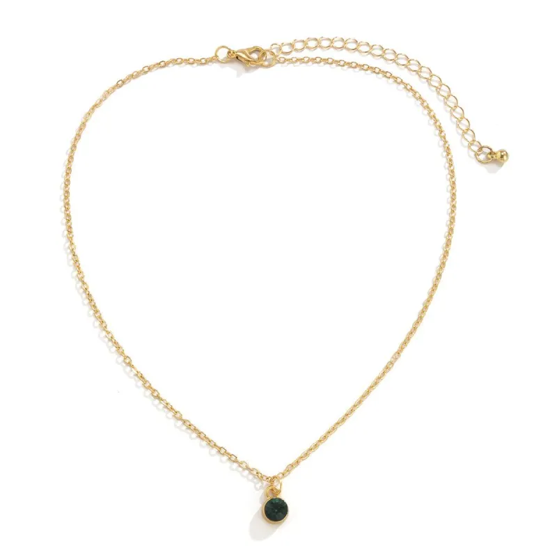 Green Cubic Zirconia & Goldtone Pendant Necklace made by Zulily